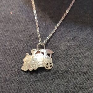 Vintage Wild Bryde Train Engine Pendant Statement Necklace
